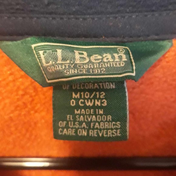 L.L. Bean Kids Orange Fleece Sleeveless Front Pockets Full Zip Vest Size 10/12 - Picture 3 of 4